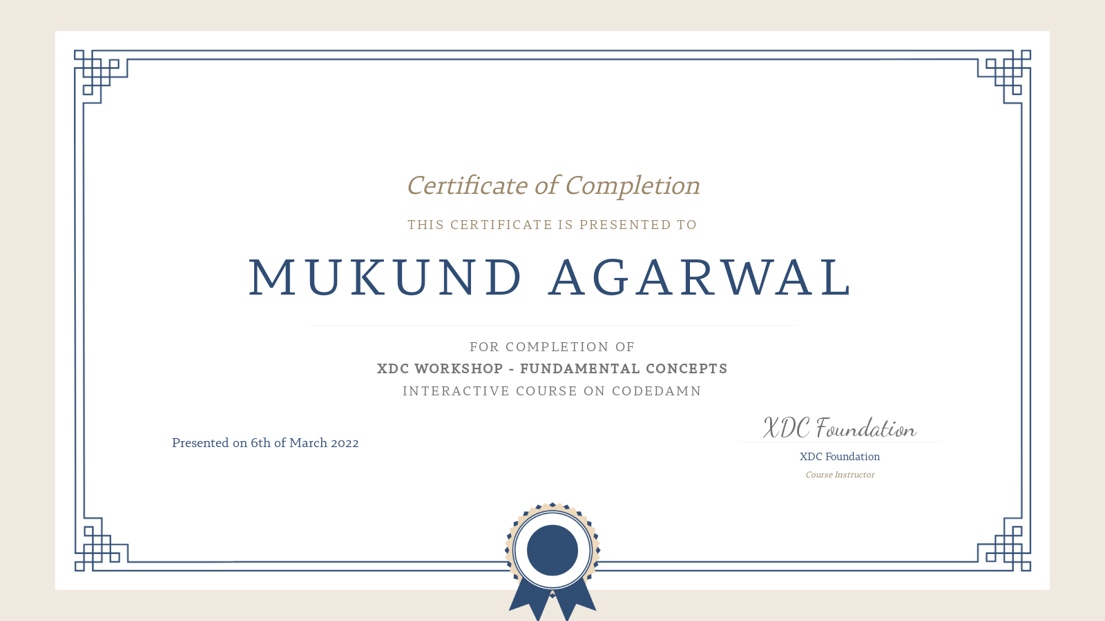 Mukund agarwal s certification for xdc workshop fundamental concepts